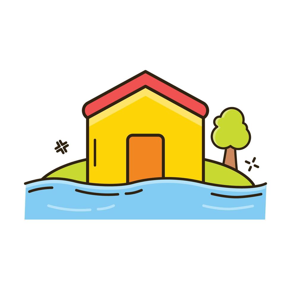 House in the water illustration vector