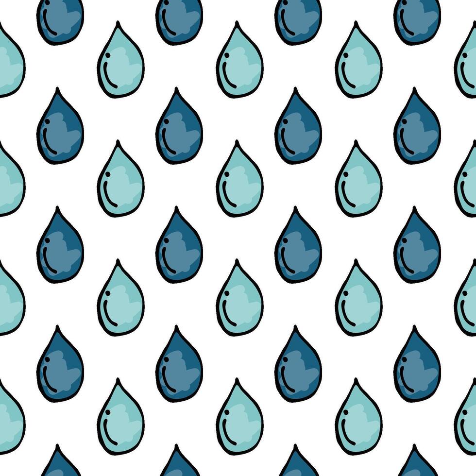 Seamless pattern with water drops on a white background.Water drops in doodle style. vector