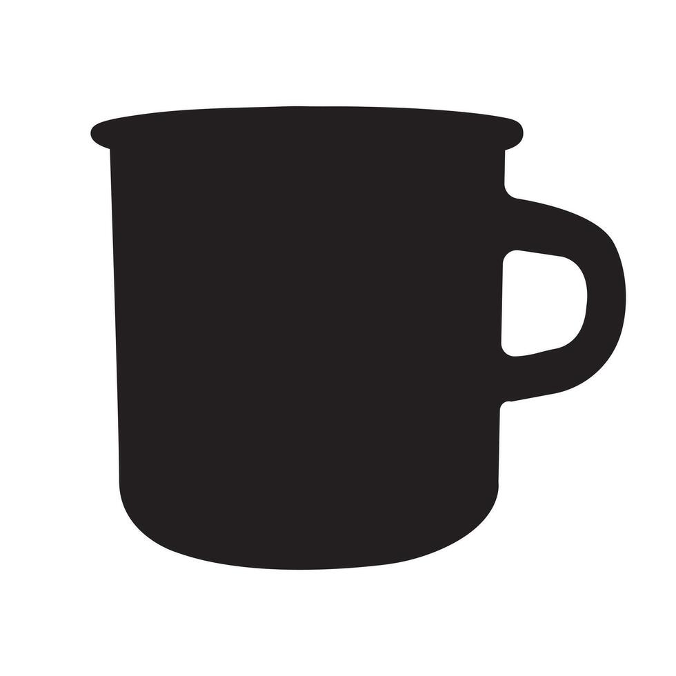 Black silhouette of a mug on an isolated background. vector