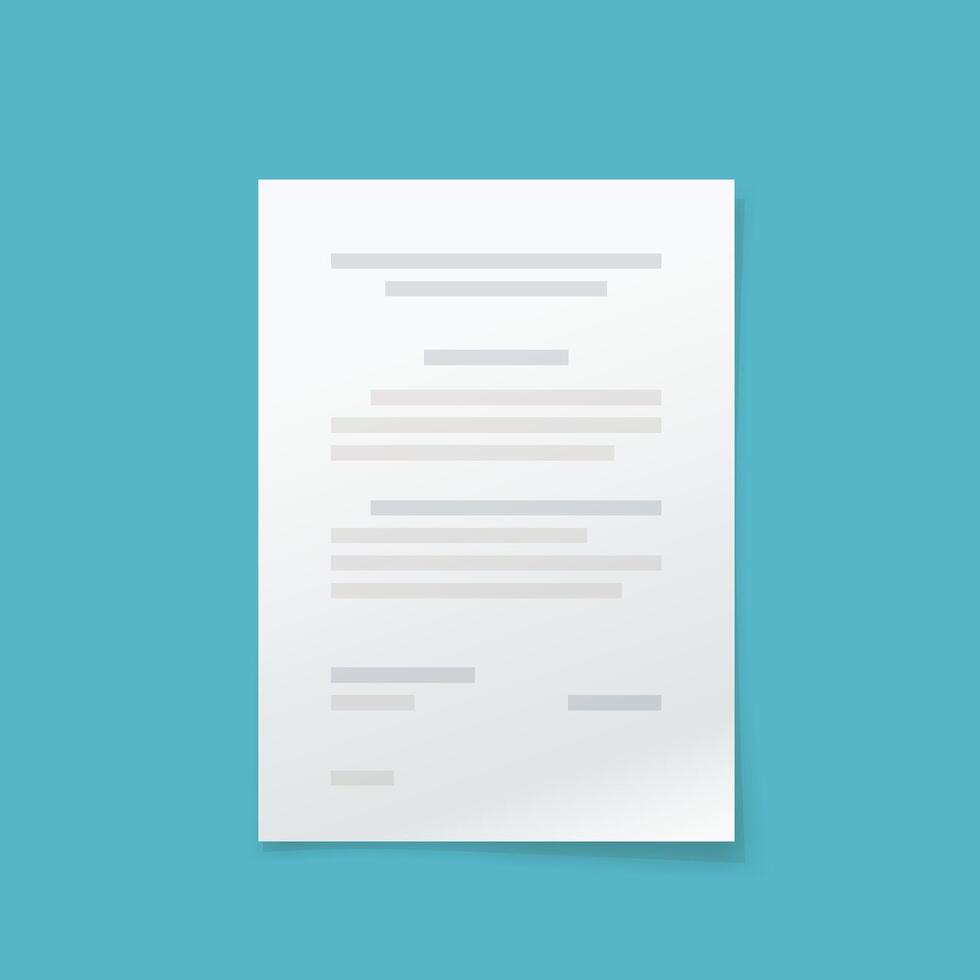 a paper document front view on blue vector