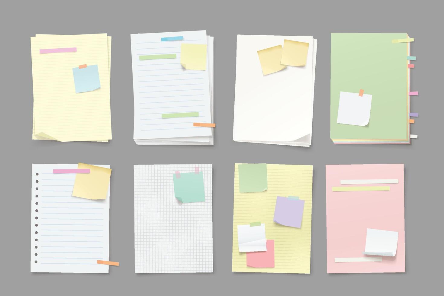 paper lists with a lot of stickers vector