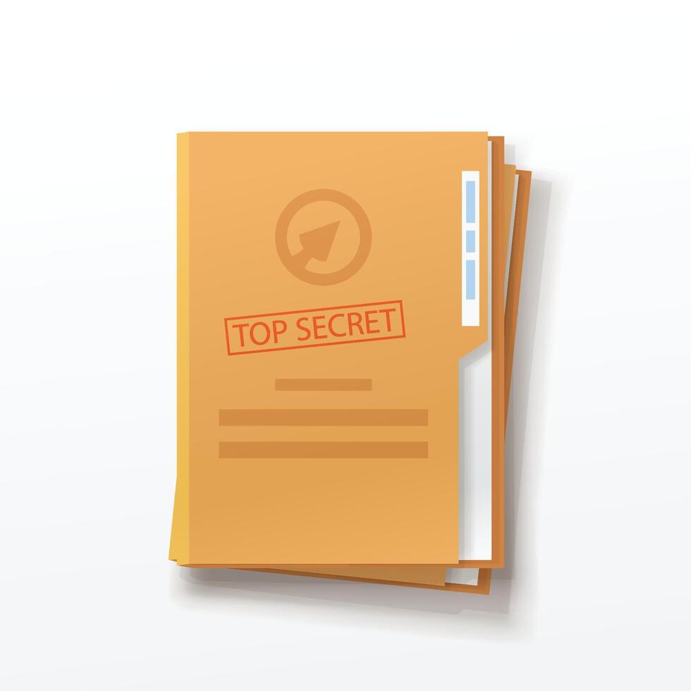 document folders in stack with secret stamp vector