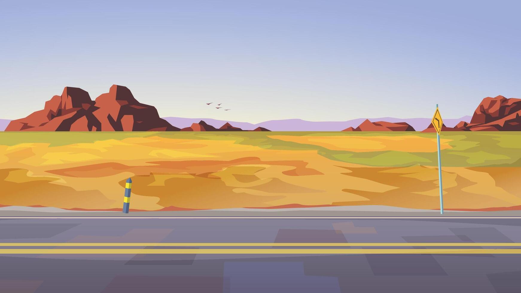 desert landscape at sunny day with road vector