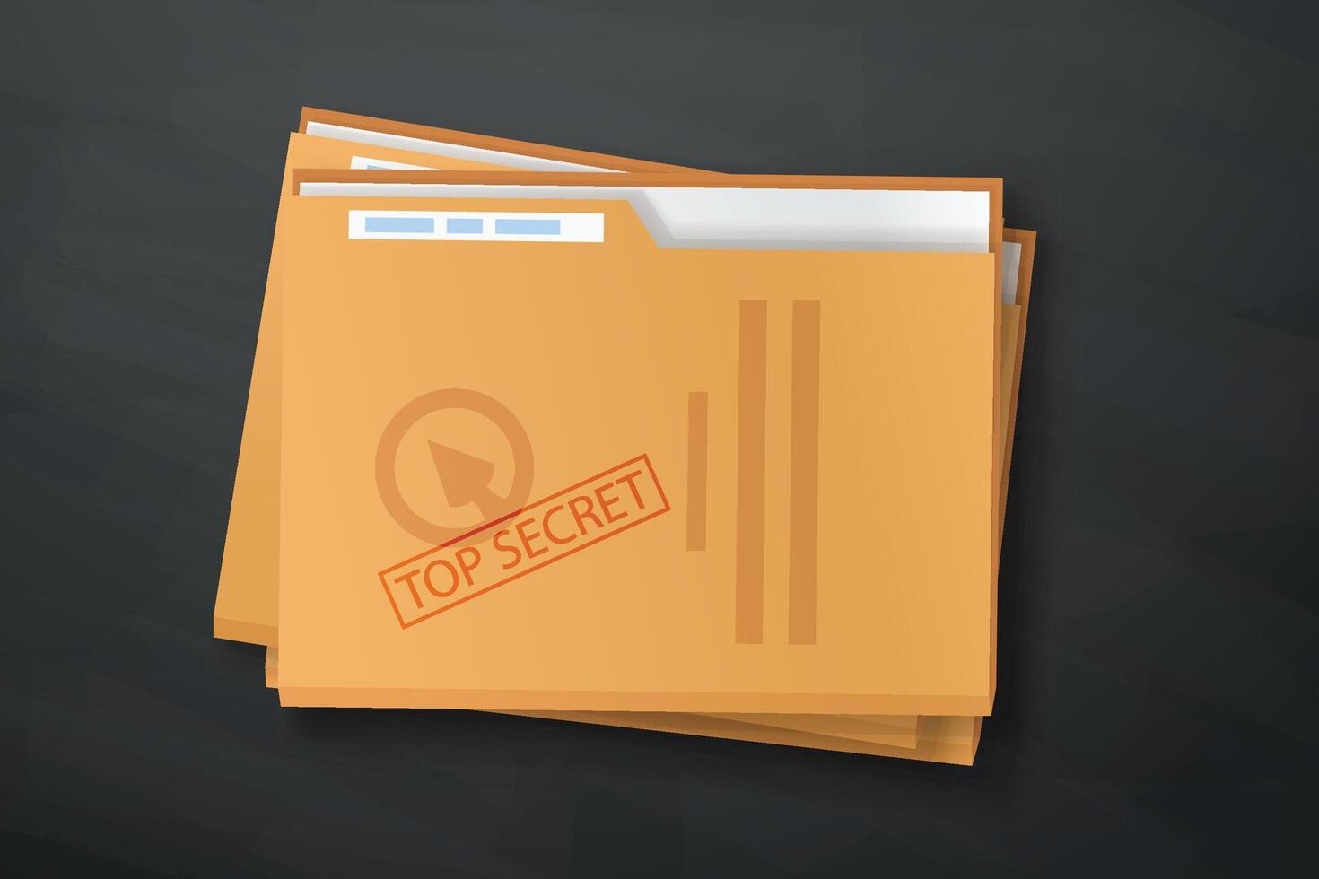top secret stamp on folder with papers vector