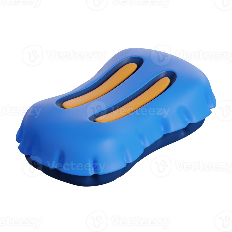 A blue and orange sponge with a yellow handle png