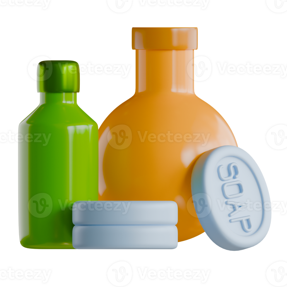 A bottle of soap and a soap bar png