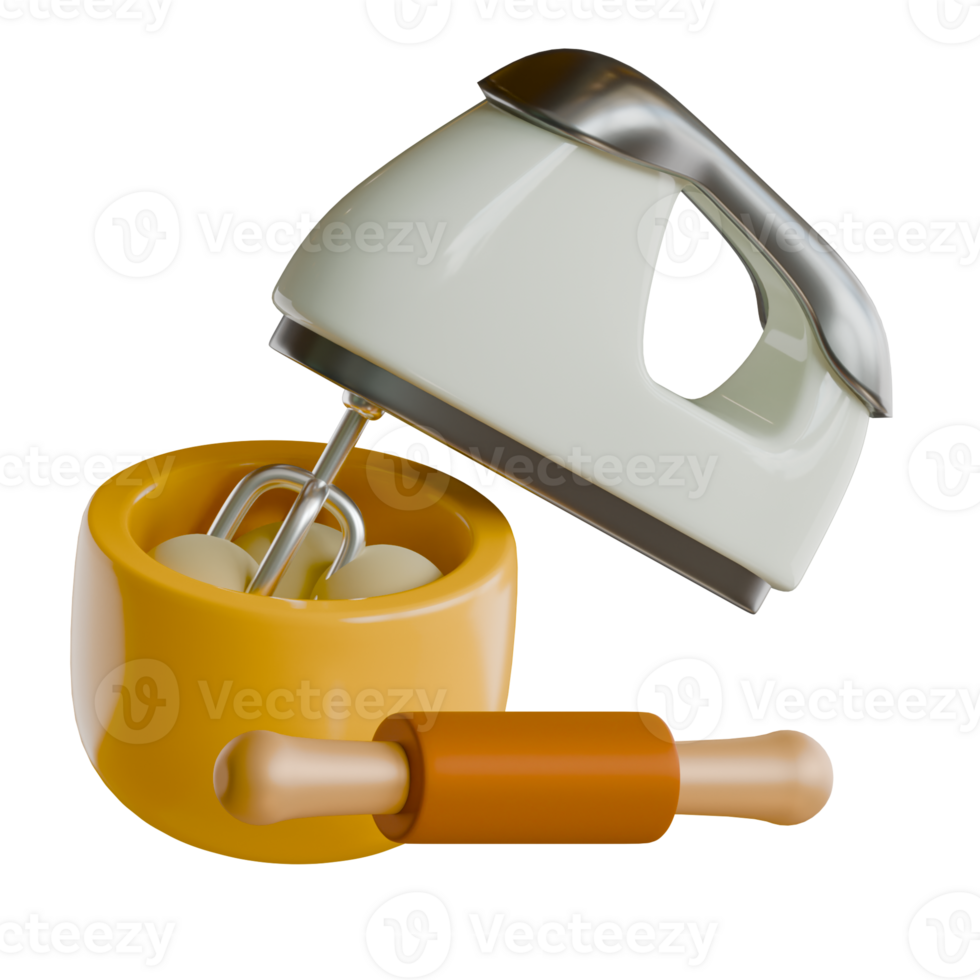 A mixer and a bowl with eggs png