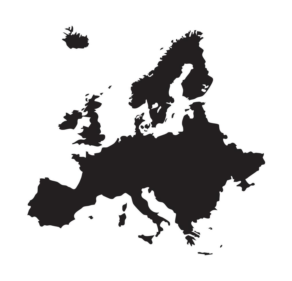 Europe map silhouette illustration vector