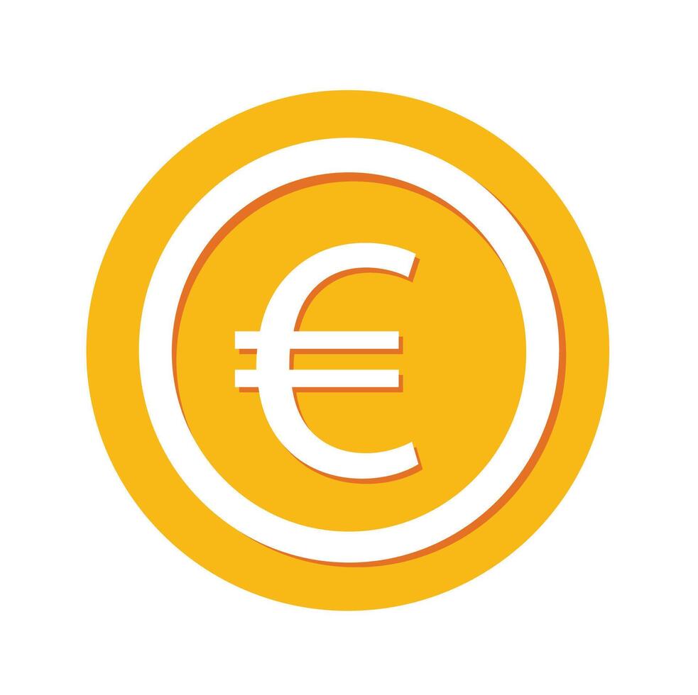 A yellow euro sign with a white circle vector