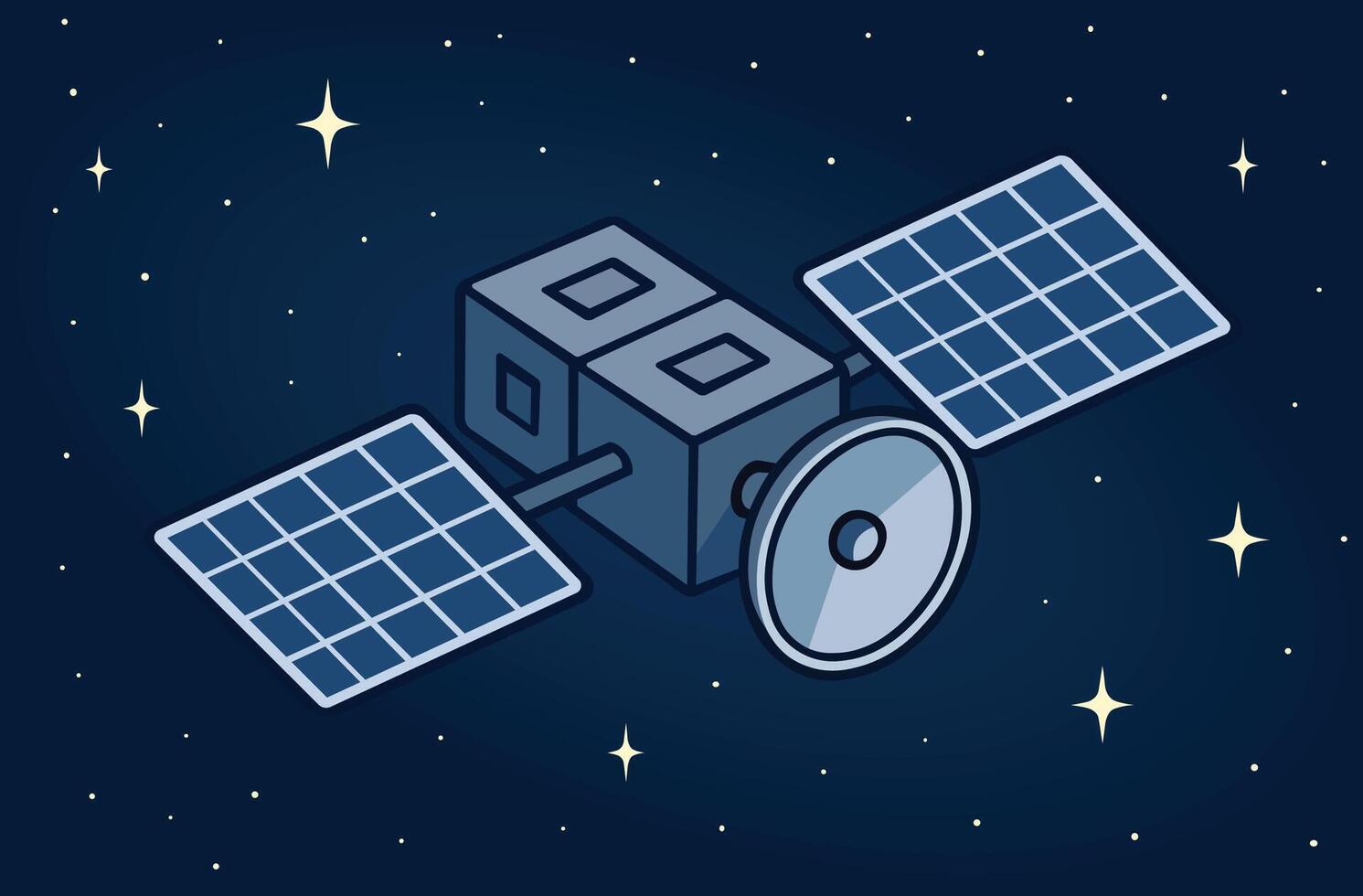 An illustration of a satellite in space vector