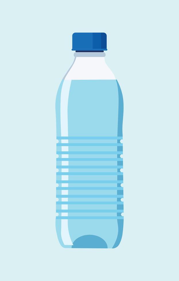 A bottle of water is shown in a flat style vector