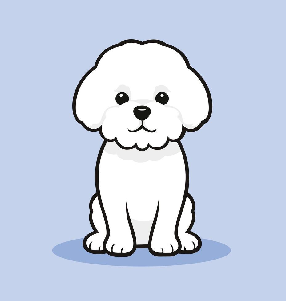 A cartoon white dog sitting on a blue background vector