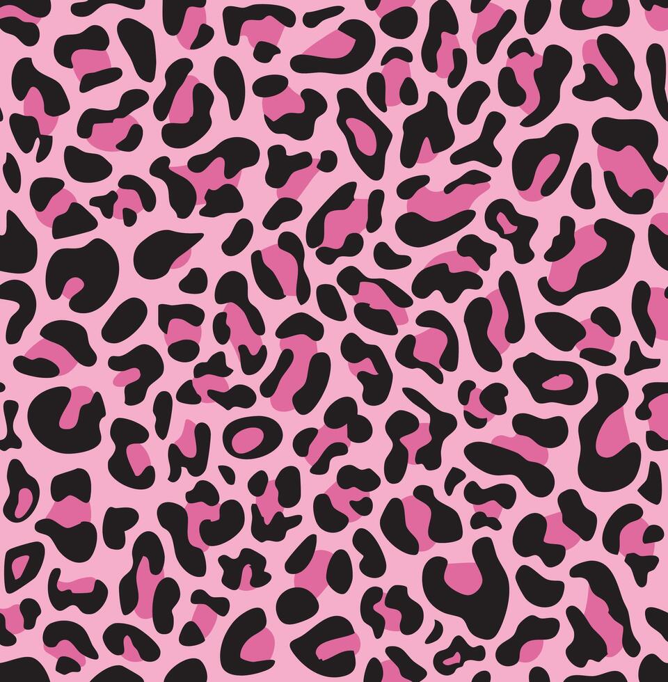 A pink and black leopard print fabric vector