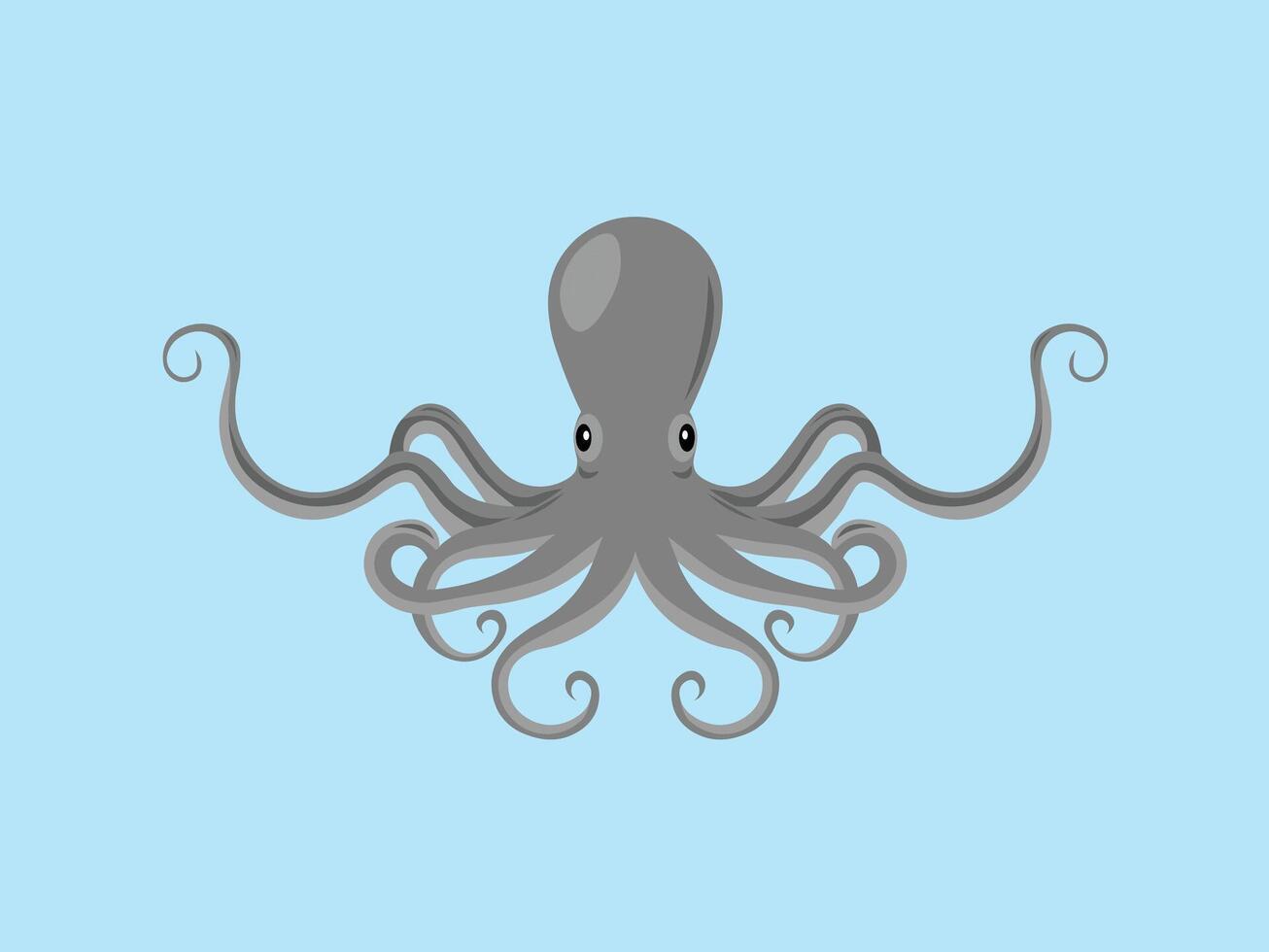 An grey octopus on a blue background vector