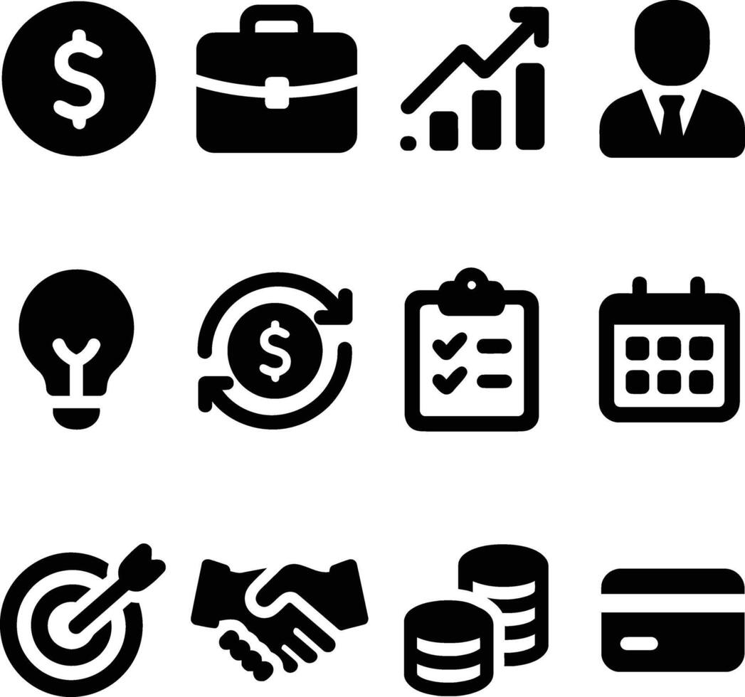 Business Success Icons Set Growth Chart Finance Strategy and Planning Symbols vector