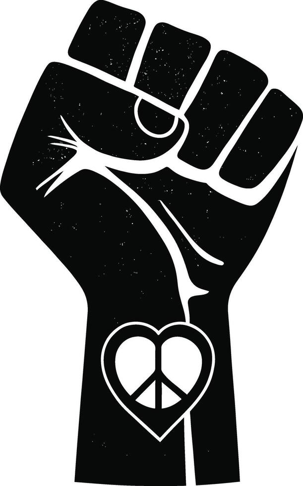 Powerful Raised Fist with Peace Sign Tattoo Symbol of Protest and Hope vector