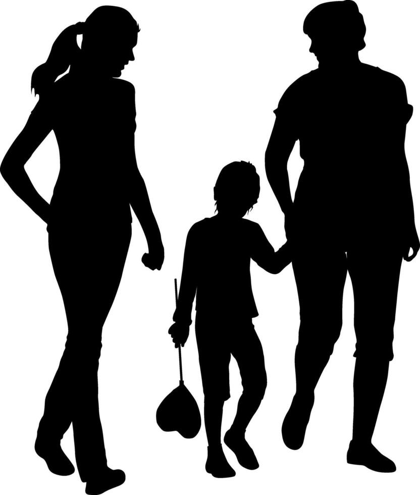 Silhouette of happy family on a white background. vector