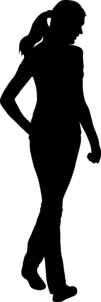Silhouette walking female on a white background vector