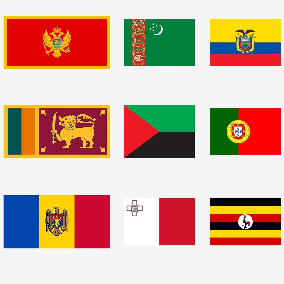 Set Flags of world sovereign states on white background vector