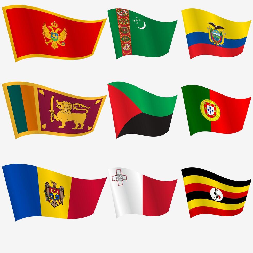 Set Flags world sovereign states on a white background vector
