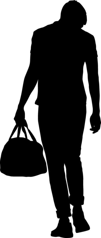 The Silhouette of a walking man on a white background vector