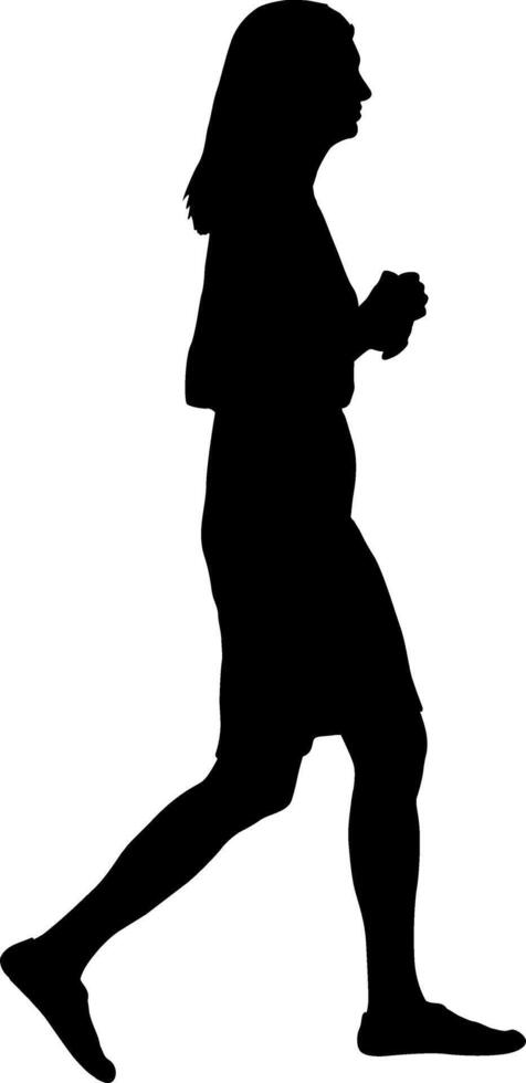 A Silhouette on a white background of a woman on a walk vector