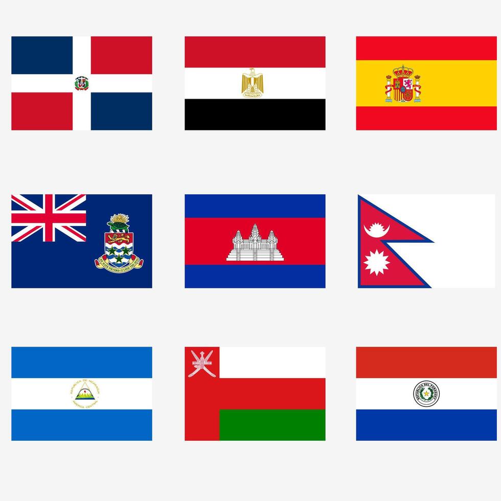 Set Flags of world sovereign states on a background vector
