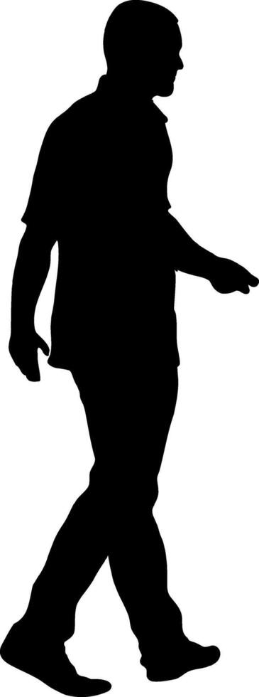 Silhouette of walking man white background vector