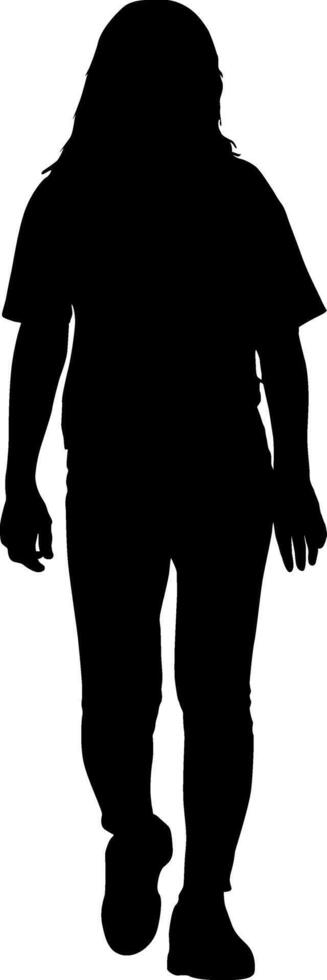 Silhouette on a white background of a woman on walk vector