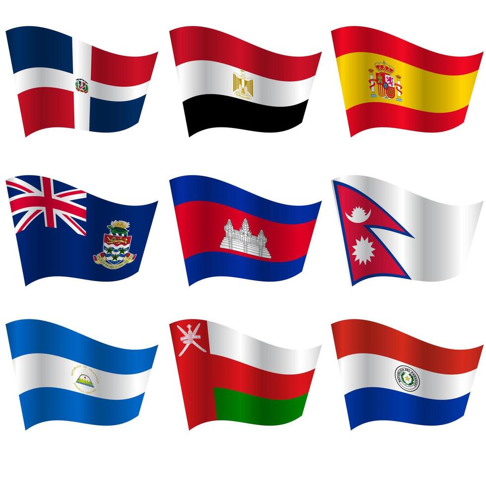 Set Flags of world sovereign states a white background vector