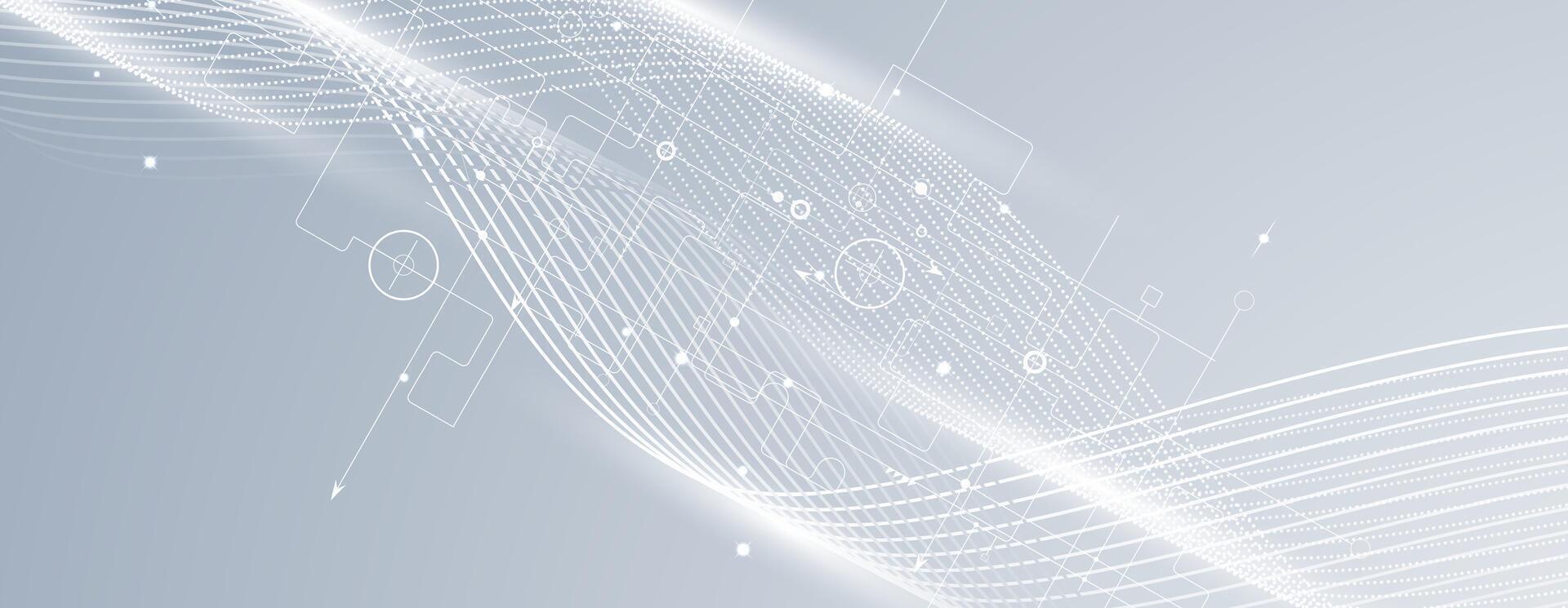 abstract wave technology background with lines and dots vector