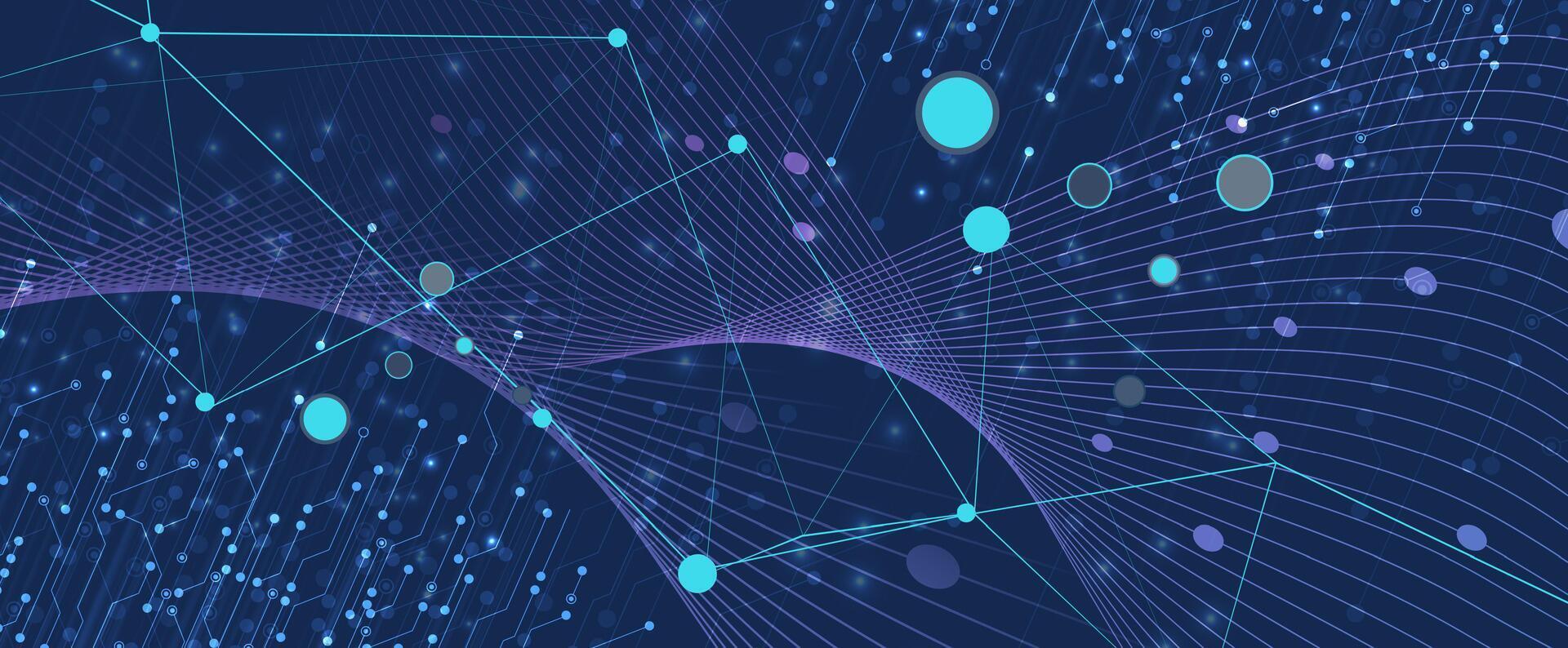 a blue background with many lines and dots vector