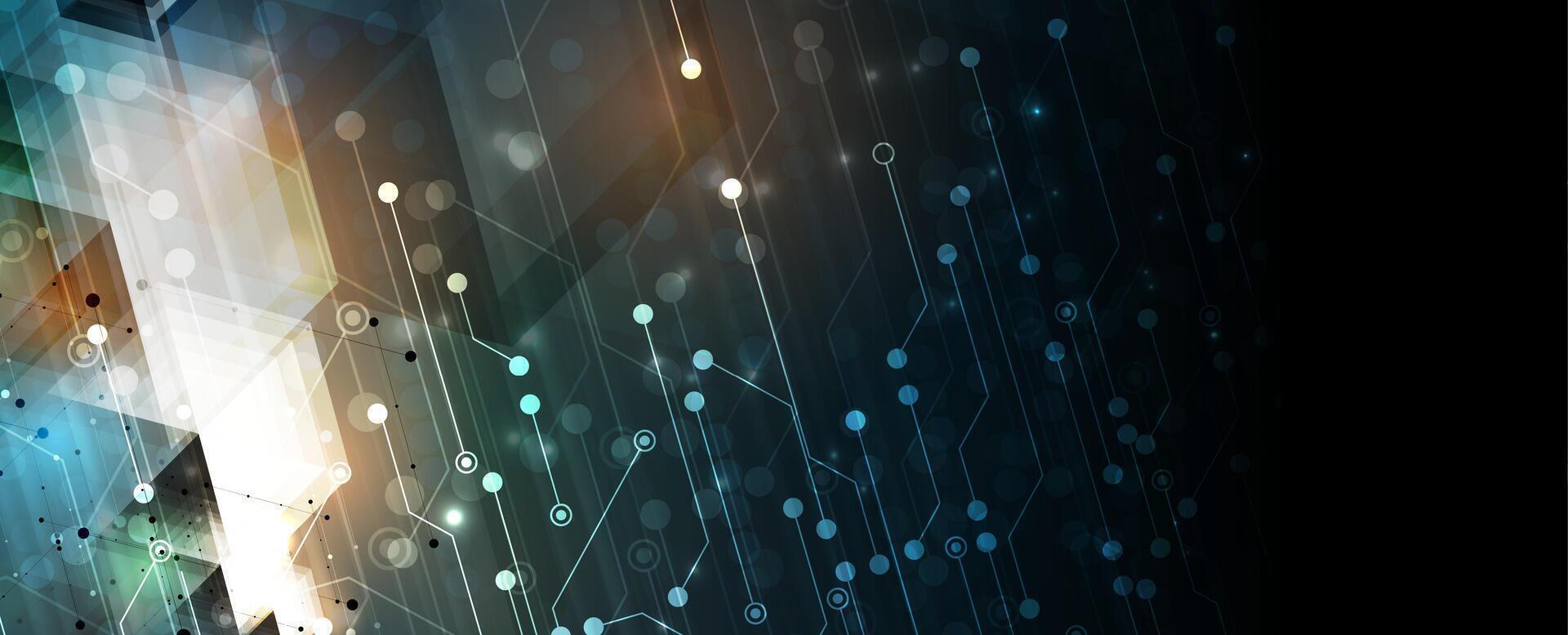 abstract technology hexagon background with glowing lines vector