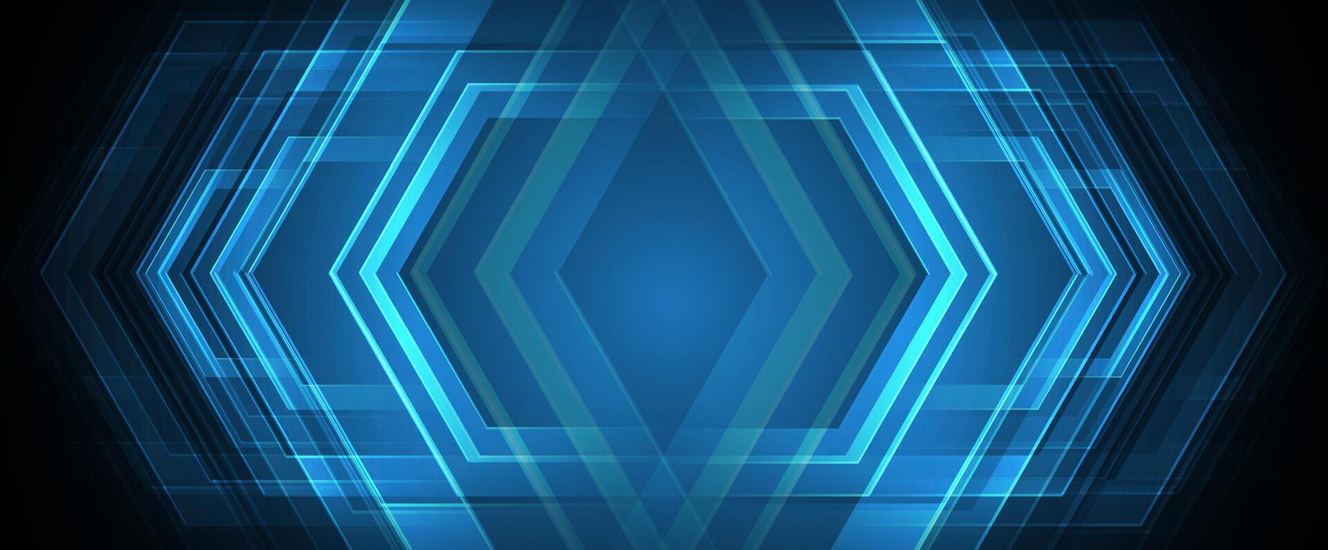 abstract blue hexagon background with glowing lines vector