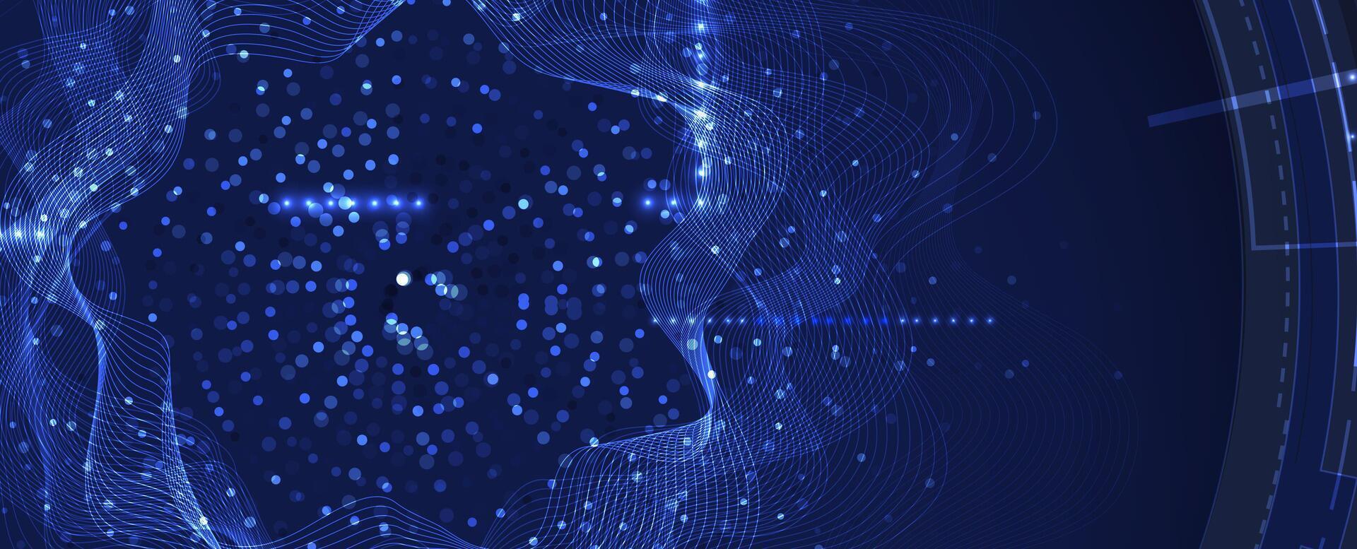 abstract blue digital background with lines and dots vector