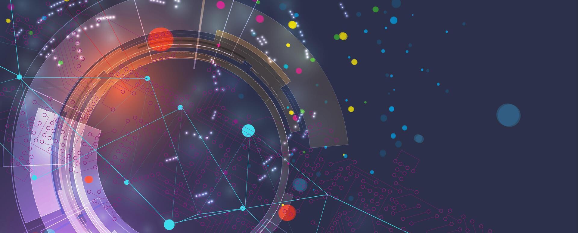 a futuristic background with a circular glowing design vector