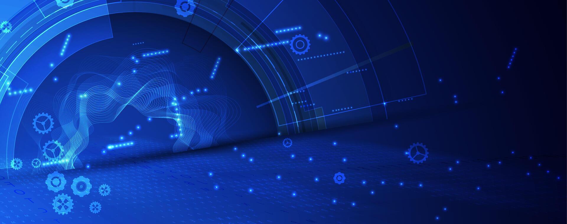 technology background with gears and lights vector