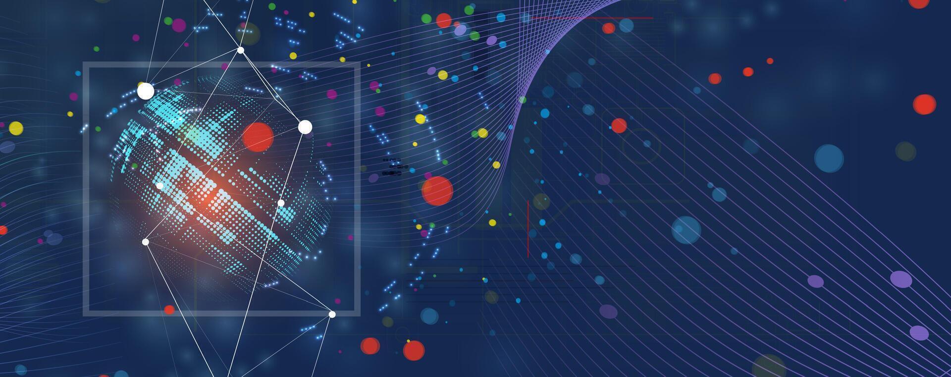 a computer screen with a blue background and a lot of dots vector