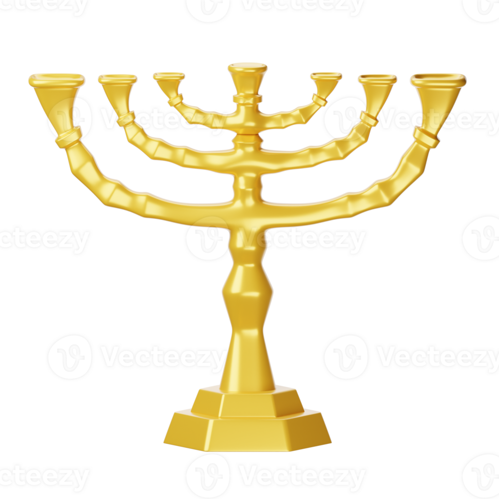 A gold menorah on a black background png