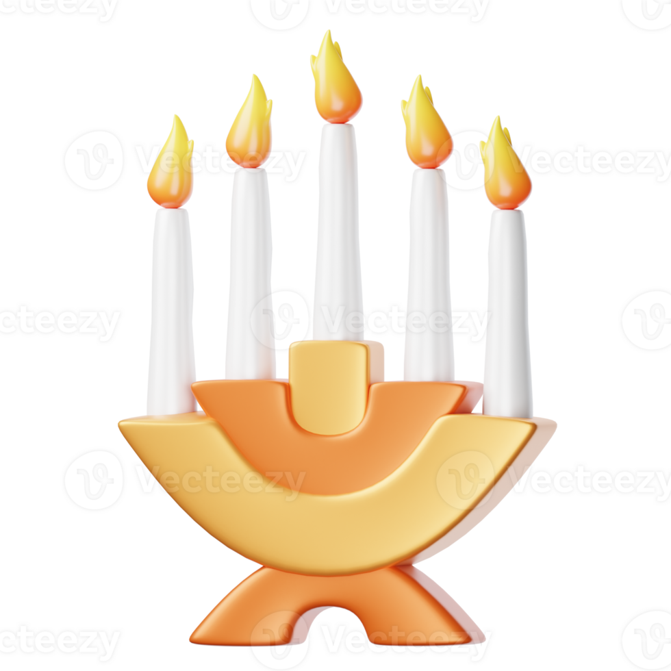 A menorah with five candles on it png