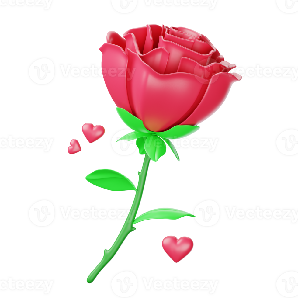 A red rose with hearts on it png