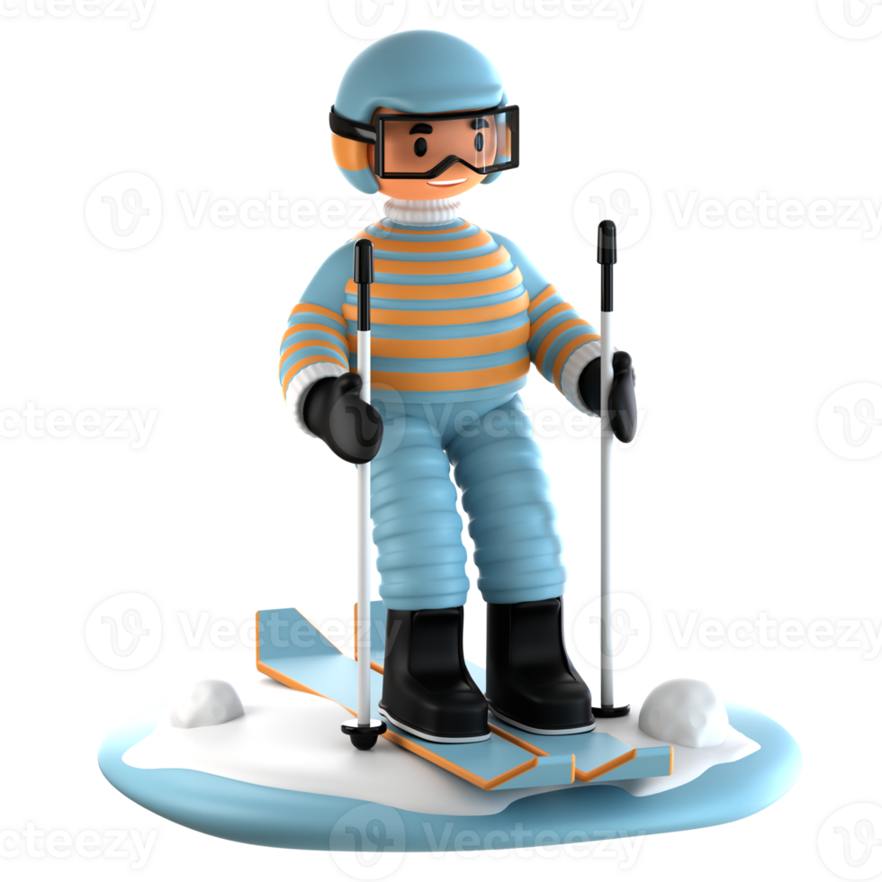 A figurine of a skier on a snowboard png