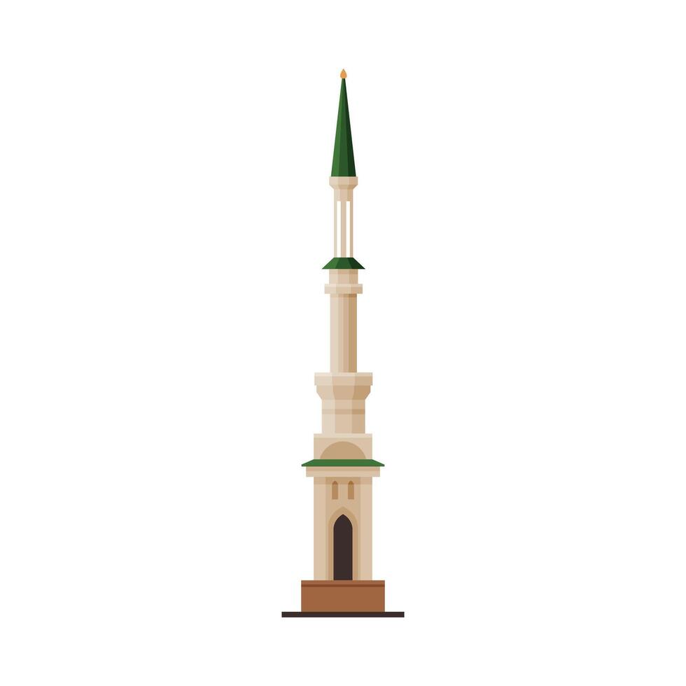 Mosque Cuba Minaret, Muscat City Architecture, Travel to Oman Famous Landmark, Historical Building Flat Illustration vector