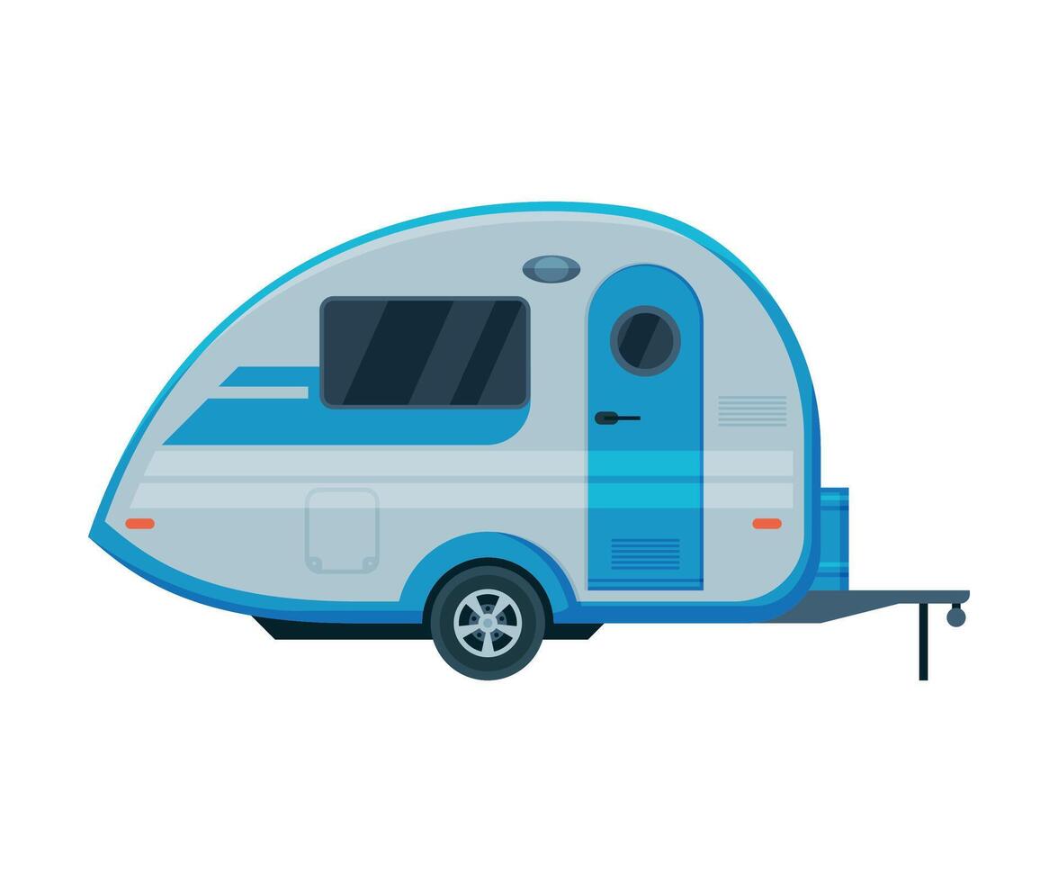 Caravan Trailer, Mobile Home for Summer Travel and Adventures Flat Illustration vector