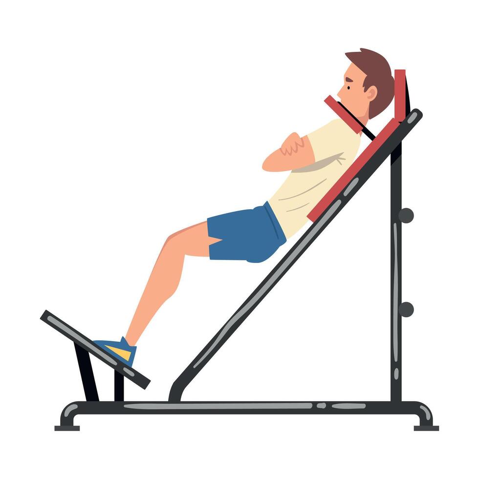 Man Training on Shoulder Press Machine Illustration vector