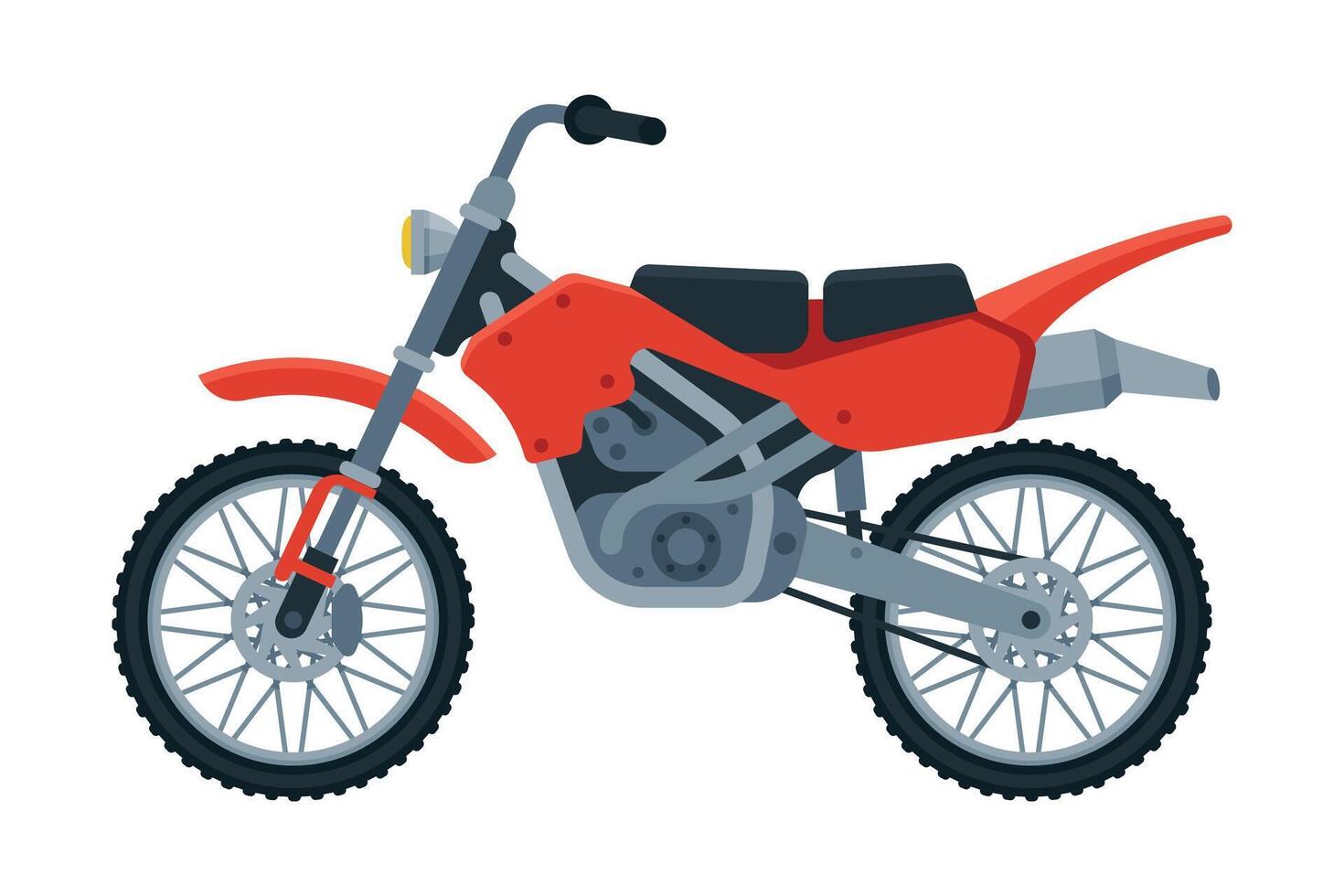 Red Motorcycle, Motor Vehicle Transport, Side View Flat Illustration vector