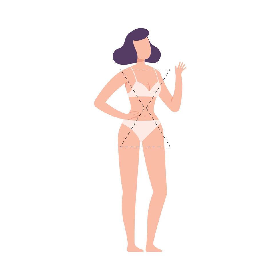 Beautiful Woman in Underwear, Faceless Female Hourglass Body Shape Flat Style Illustration vector