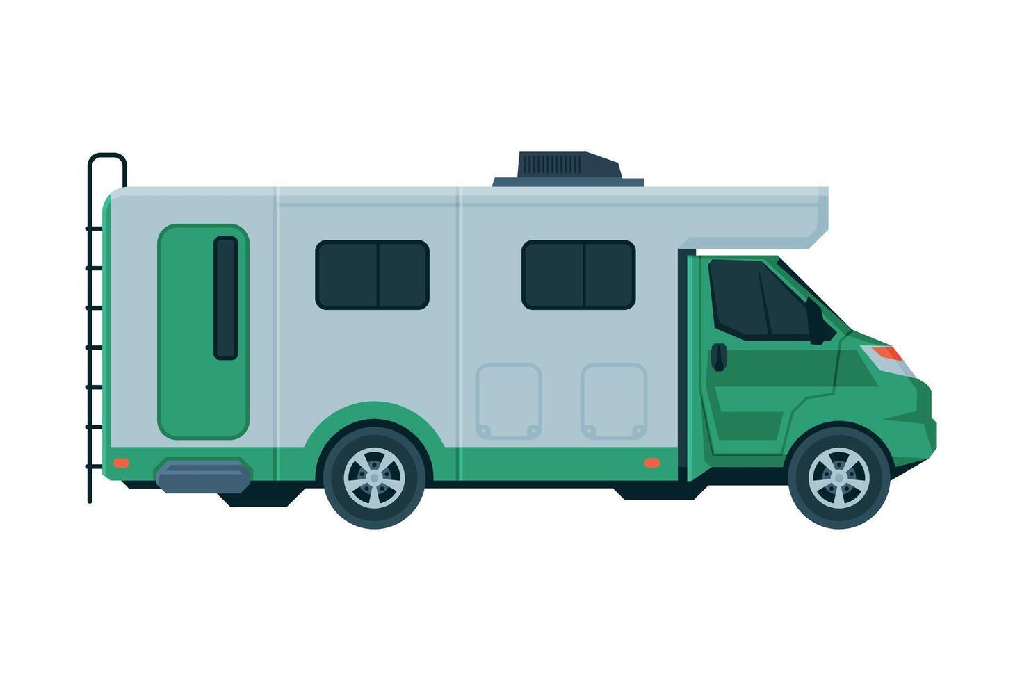 Modern Camper Van, Mobile Home for Summer Trip, Family Tourism and Vacation Flat Illustration vector