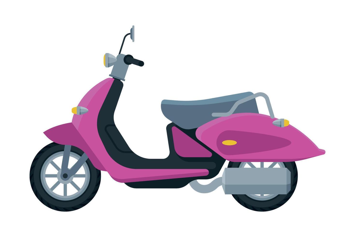 Pink Scooter, Retro Motor Bike Vehicle, Side View Flat Illustration vector