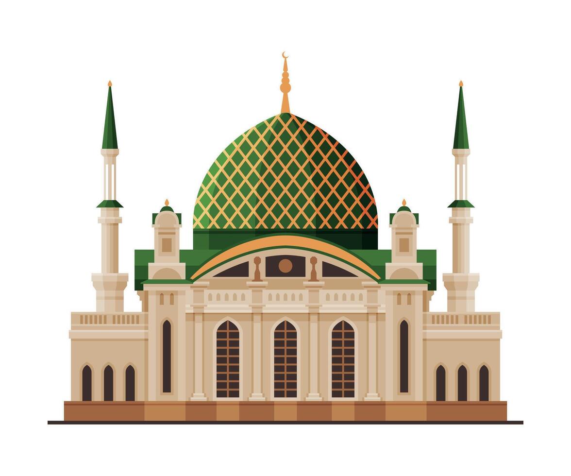 Sultan Qaboos Mosque, Muscat City Architecture, Travel to Oman Famous Landmark, Historical Building Flat Illustration vector